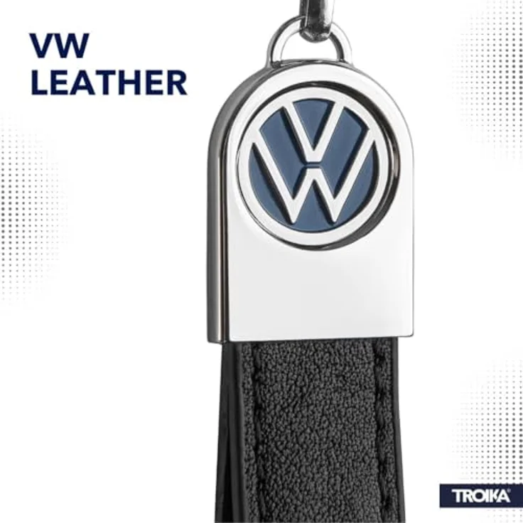 TROIKA Volkswagen Schlüsselanhänger, Offiziell lizenziert, 4 Varianten mit Leder, Metall oder Karabiner‑Ring-System – Bild 4