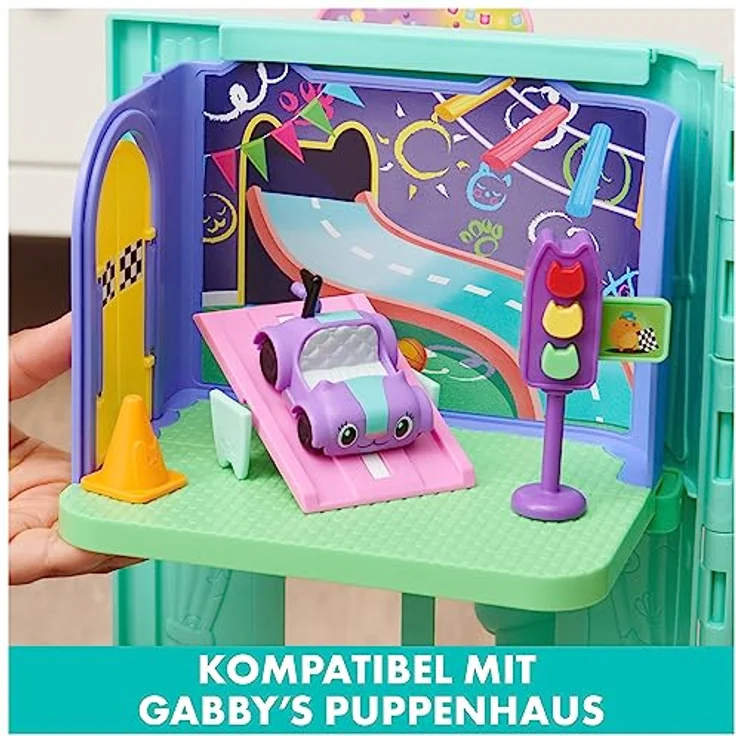 Gabby‘s Dollhouse Deluxe Raum, Purr-ific Play Room, Spielzimmer mit Carlita Spielzeugauto und 2 Möbelstücken sowie 2 Überraschungsboxen mit Zubehörteilen, geeignet für Kinder ab 3 Jahren – Bild 4