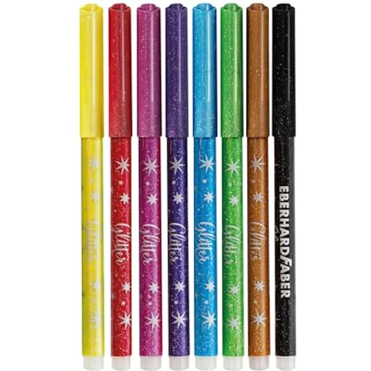 Eberhard Faber Filzstift Fasermaler Glitzer 8er-Sc. EFA Wasserbasis-auswaschbar, Glitzernde Farben, 3mm Linienbreite, 8er-Set, Gelb, Rot, Rosa, Lila, Hellblau, Grün, Braun, Schwarz – Bild 3