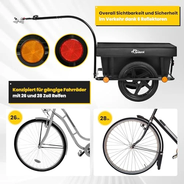 SAMAX Fahrradlastenanhänger Lastenanhänger 90 Liter 80 Kg Kupplung Schutzplane – Bild 5