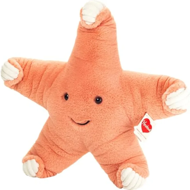 Teddy Hermann Seestern Fluffy, 40 cm Plüschtier in Korallton mit weicher Plüschoberfläche und gesticktem Lächeln