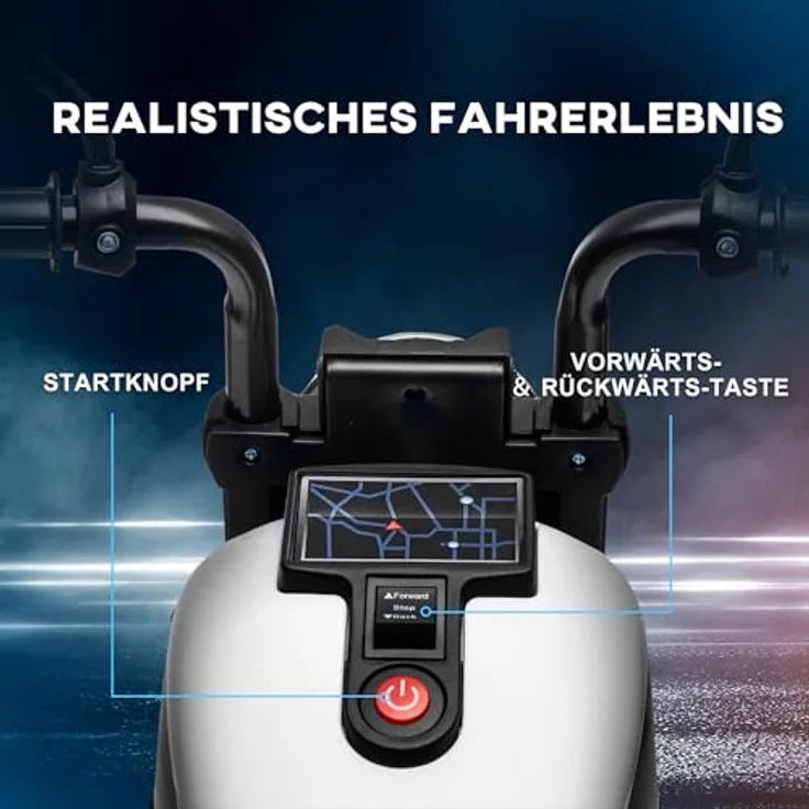 HOMCOM Elektro-Kindermotorrad mit 2 abnehmbaren Stützrädern, 3 km/h, Belastbarkeit 25 kg, (1-tlg), weiß – Bild 3