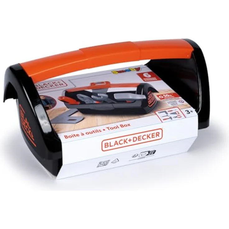 Smoby Black+Decker Spielzeug-Werkzeugkiste, 6-teilig mit Hammer, Säge und Schraubenzieher, für Kinder ab 3 Jahren, transportabel – Bild 5