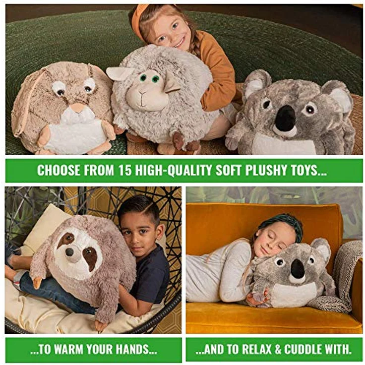 COZY NOXXIEZ Kuschelige Plüsch Kinder Handwärmer - Waschbär, Flauschiges Wärmekissen Plüschtier für Bett, Auto und Zuhause – Bild 3