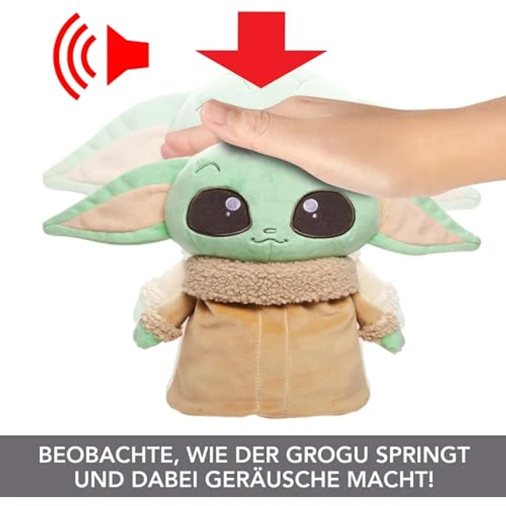 Mattel Star Wars Springender Grogu Plüschspielzeug, inspiriert von Star Wars: Das Buch von Boba Fett, mit Sprung-Action und Geräuschen, 28 cm groß – Bild 5