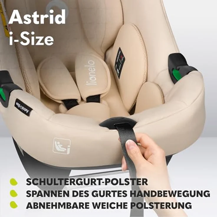 Lionelo Babyschale Astrid i-Size mit Dri-Seat-Einlage & Sonnenverdeck, nur 4 kg, Beige Sand - Sicher & leicht ab Geburt – Bild 8