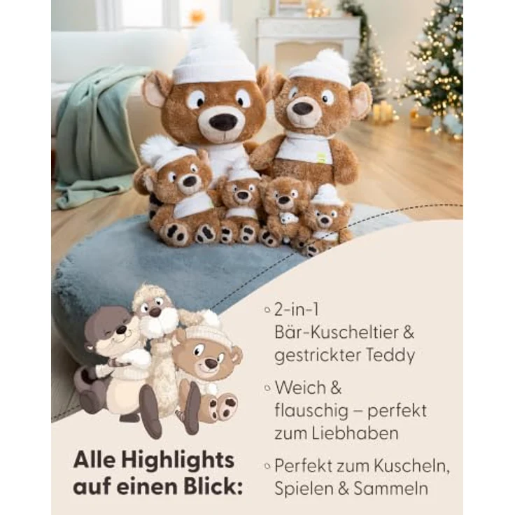 NICI Kuscheltier Bär Capiccino, Strickteddy 25 cm, braun, aus Plüsch Polyester – Bild 4
