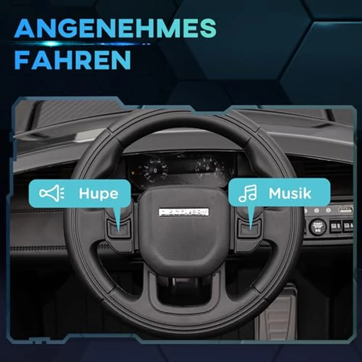 AIYAPLAY Kinder Elektroauto 12V Land Rover Discovery Sport Kinderauto mit 2,4G Fernbedienung, Musik, Hupe, LED-Lichtern, Schwarz – Bild 4