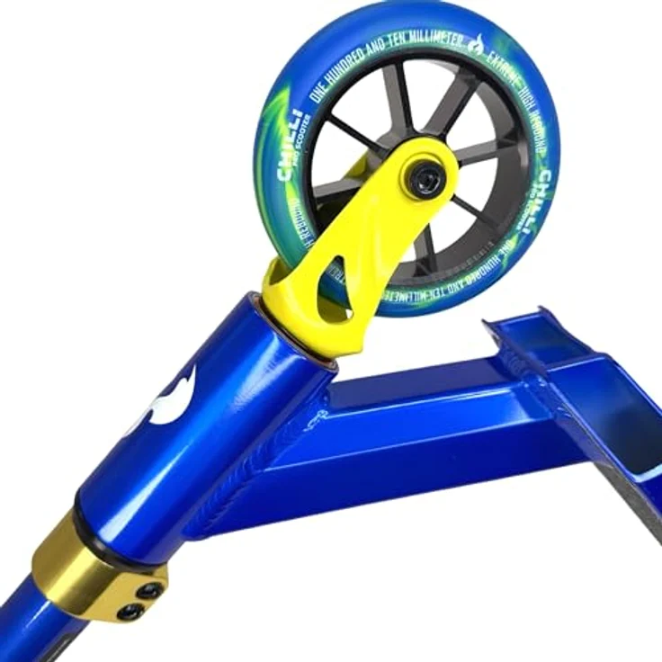 Chilli Pro Scooter Jumpstart S, Stunt-Scooter 71 cm, transparent Blau / Gelb, leicht und stabil für Einsteiger – Bild 2
