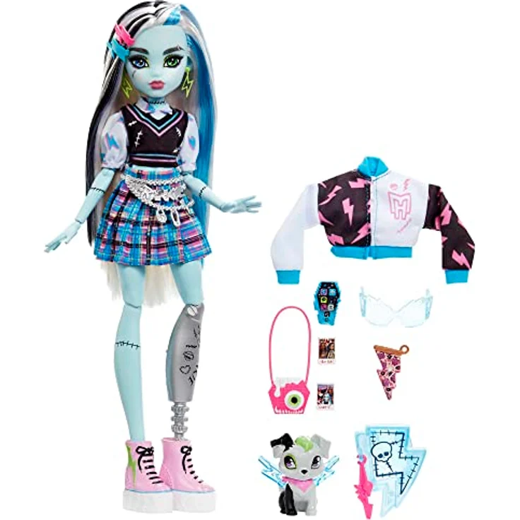 MONSTER HIGH Frankie Puppe - Elektrisierende Mode, Voltageous College-Jacke, gruseliges Zubehör, flexibler Körper, für Kinder ab 6 Jahren, HHK53 – Bild 5