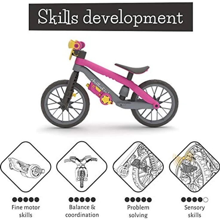 Chillafish BMXie Moto Multi-Play-Laufrad mit echten VROOM VROOM-Sounds und abnehmbarem Spielmotor, inklusive kindersicherem Schraubenzieher und Schrauben, verstellbarem Sitz, für 2-5 Jahre, Rosa – Bild 3