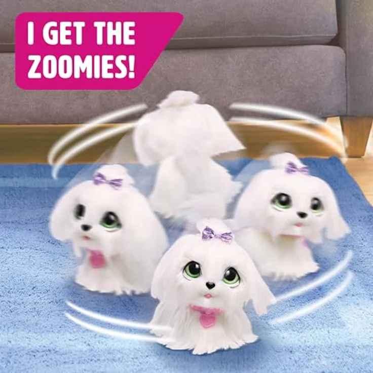 Just Play furReal GoGo Walkin’ Pup-Hündchen, interaktives Spielzeug, 22,9 cm großer, hüpfender Plüschwelpe mit Soundeffekten - Designerhund in Weiß, Kinderspielzeug ab 4 Jahren – Bild 3