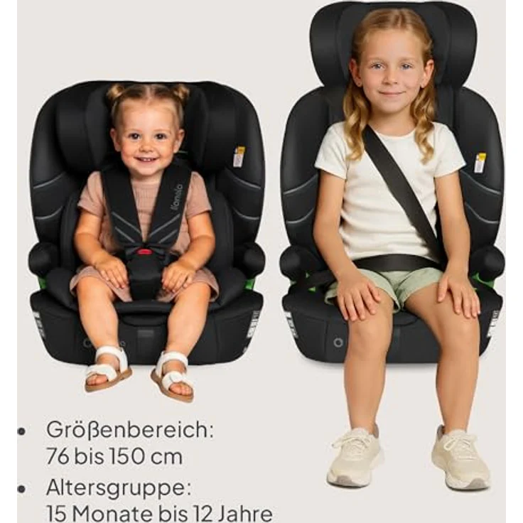lionelo Autokindersitz LEVI FIX I-SIZE, geeignet für Kinder von 76-150 cm, Dri-Seat, ISOFIX, TopTether, 10-fach verstellbare Kopfstütze – Bild 8