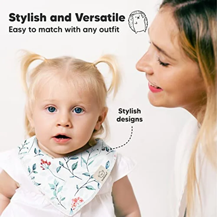 KeaBabies Baby Bandana Sabber-Lätzchen, 10er Pack, 100% Bio-Baumwolle, unisex, Tea Party Design – Bild 4