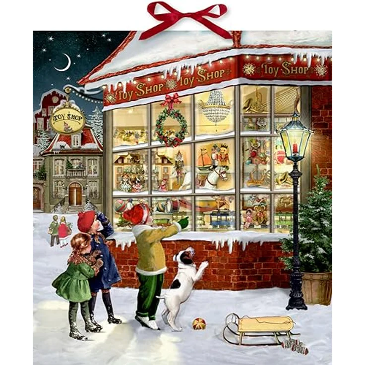 COPPENRATH DIE SPIEGELBURG Adventskalender Wandkalender mit Glitter und Schleifenband, nostalgisches Spielzeugdesign mit 24 zauberhaften Türchen – Bild 1