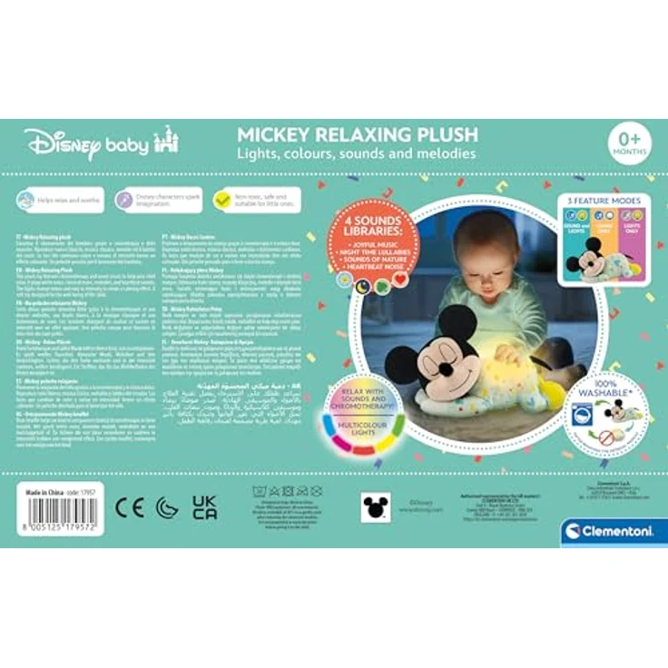 Clementoni® Plüschfigur Disney Baby, Schlafender Baby Mickey mit Licht und Sound, Made in Europe – Bild 3