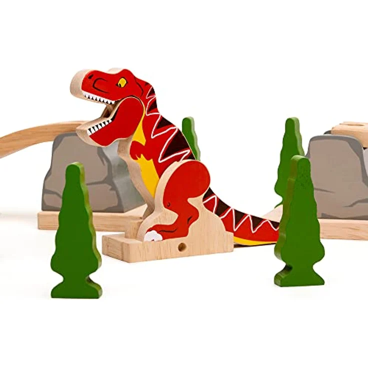 Bigjigs T-Rex Einsturz-Brücke, interaktive Holzeisenbahn-Brücke mit durchbrechendem Dinosaurier, geeignet ab 3 Jahren – Bild 2