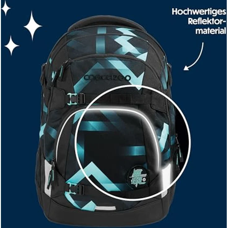 coocazoo Coocazoo MATE, Schulrucksack mit Ergonomischen Schulterträgern, 4 Fächern und Wasserabweisenden Reißverschlüssen, Laser Lights – Bild 6