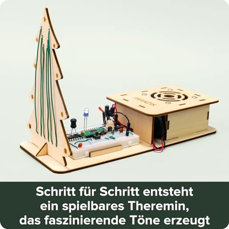 FRANZIS Theremin Bausatz Adventskalender, gelasertes Sperrholzgehäuse mit vorinstallierter Weihnachtsmelodie, ab 14 Jahre – Bild 4