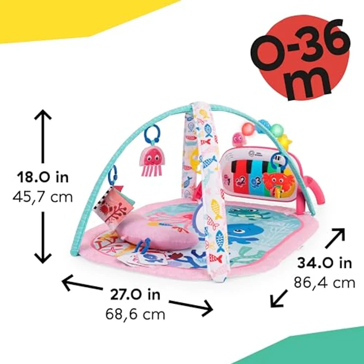 Baby Einstein 4-in-1 Kickin’ Tunes Jellyfish Jamboree, Musik- und Sprachentdecker-Spielzeug in Pink mit 90+ Melodien und 4 Spielmodi – Bild 4
