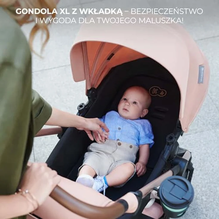Kinderkraft MOOV 2, 4-in-1 Kombi-Kinderwagen-Set mit wendbarem Sitz & Wanne, Babyschale MINK PRO i-Size, Isofix-Base, Wickeltasche & Zubehör - Sand Beige, inklusive Gratis Mobilitätsgarantie – Bild 8