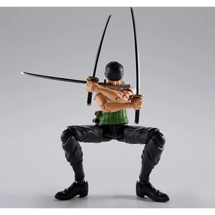 Bandai Tamashii Nations One Piece S.H.Figuarts Roronoa Zoro Romance Dawn-Version, detailreiche Actionfigur, 15 cm, inkl. Zubehör – Bild 3