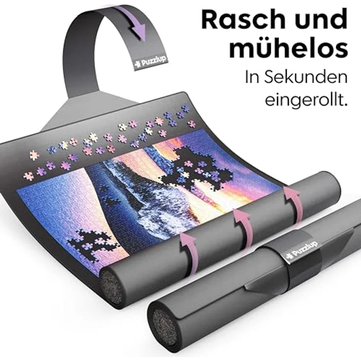 Puzzlematte 1000 Teile bis 1500 Teile - In Sekundenschnelle geschlossen, ohne Gurte - Selbstschließend, hoch rutschfest - Puzzle Matte roll mit Öko-Verpackung, XL Größe 66x120 cm, durch PuzzlUp – Bild 10