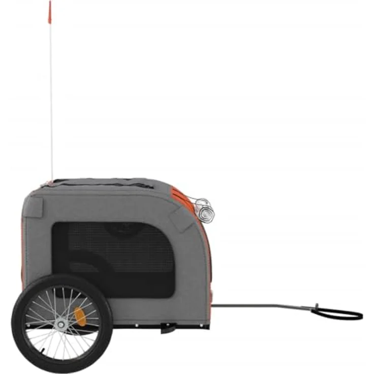 vidaXL Fahrradhundeanhänger Oxford-Gewebe & Eisen, Rot und Grau, für kleine Hunde und Katzen bis 45 kg – Bild 6