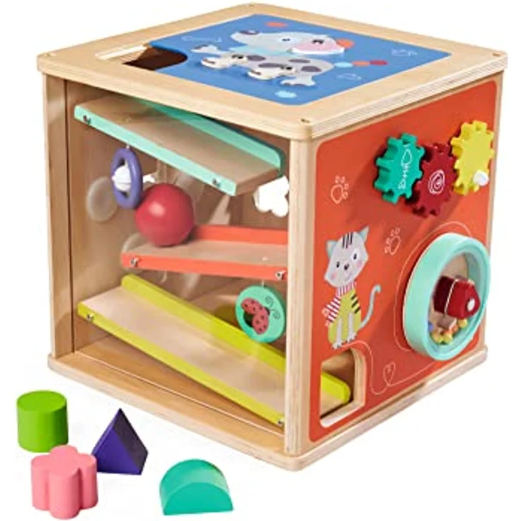 Eichhorn - großes Spielecenter mit Kugelbahn inkl. Dreh- und Steckfunktion, 15-tlg, 24x24x24 cm, 100 % FSC Zertifiziertes Lindensperrholz, ab 1 Jahr – Bild 2