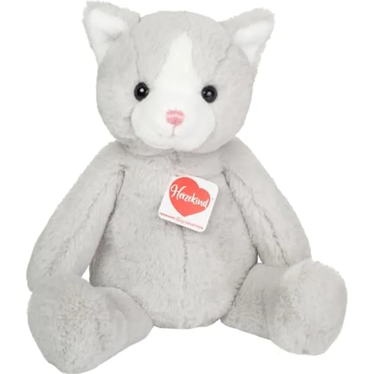 Teddy Hermann Herzekind 93962 Schlenkerkatze Trixi 32 cm, Kuscheltier, Plüschtier in Premium-Qualität, waschbar, naturalistisches Design, Hermann Teddy