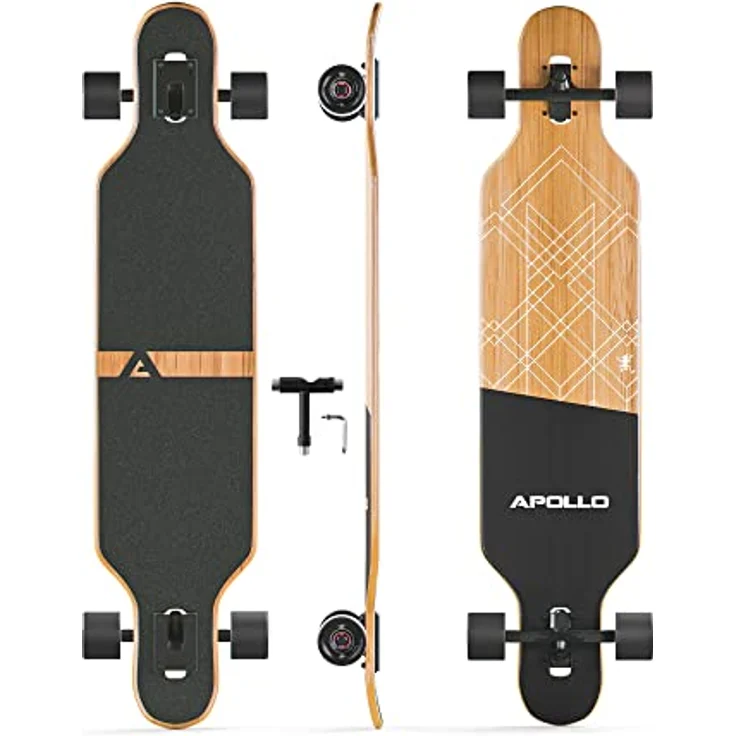 Apollo Longboard, Komplettboard mit Deck aus Bambus & Fiberglas, High-End Board mit ABEC 9 Kugellager, Flex 2 Longboards für Jugendliche und Erwachsene, Profi-Cruiser – Bild 1
