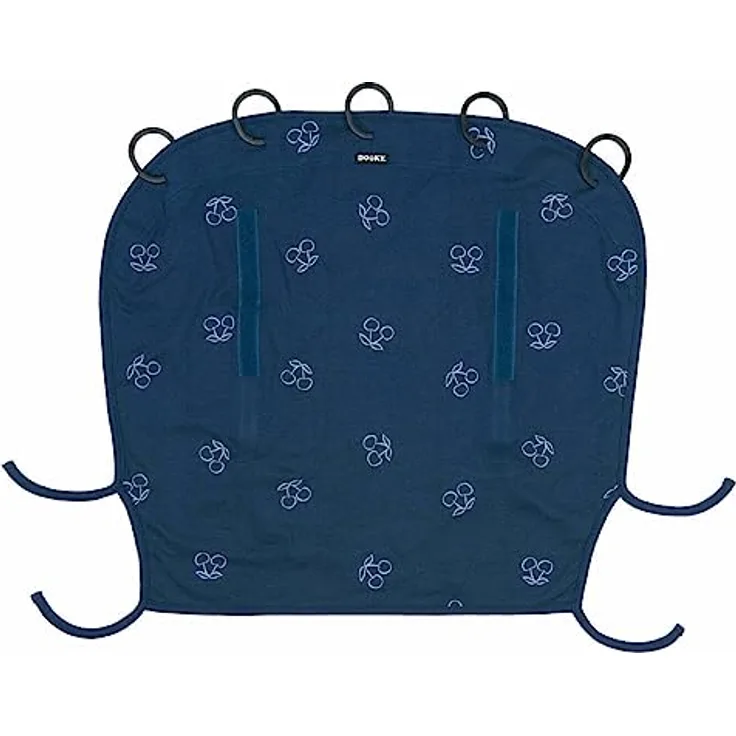 Dooky - Sonnenschutz für Kinderwagen, Buggy & Babyschale - Blau mit Kirschen - Sonnensegel Wetterschutz, Regenschutz Kinderwagen, Sonnenschutz Buggy, Sonnenschirm - Baumwolle - LxBxH = 26x3x18 cm