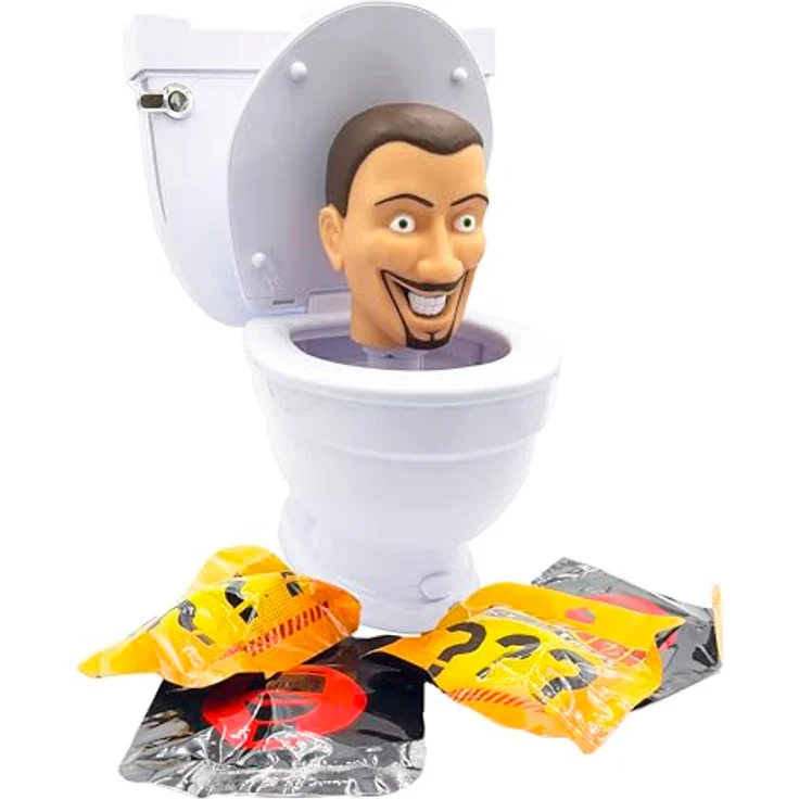Skibidi Toilet Mystery Toilet, Sammelfigur mit spiring-loaded Mechanismus und interaktivem Spülgeräusch, Mehrfarbig – Bild 6