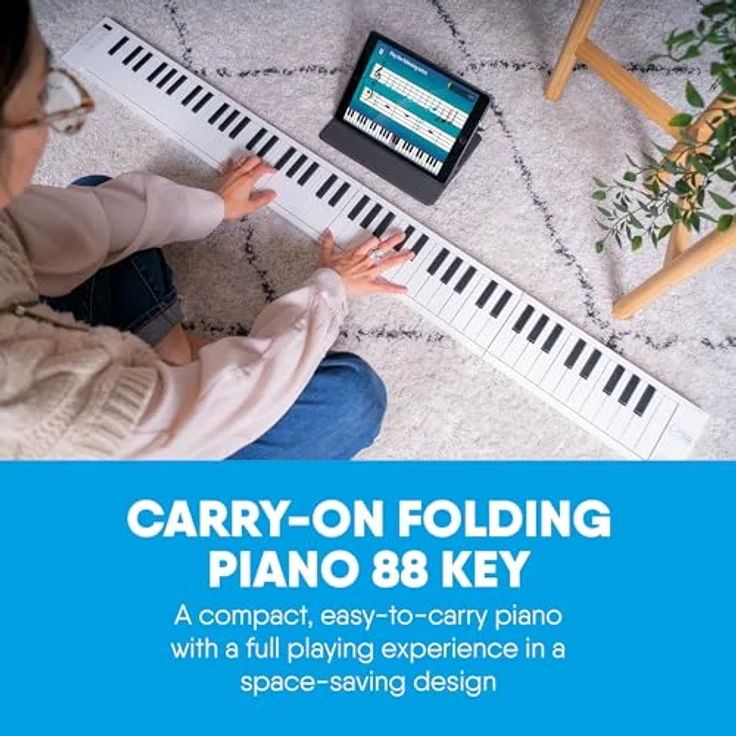 Blackstar Folding Piano 88, tragbares 88-Tasten Keyboard mit 128 Klängen, weiß – Bild 2