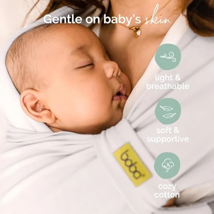 Boba Bliss 2-in-1 Babytragetuch & Babytrage, Hüftfreundlich, Ohne Binden & Knoten, Weich & Elastisch, Neugeborene bis 16 kg, Organic Stone – Bild 4
