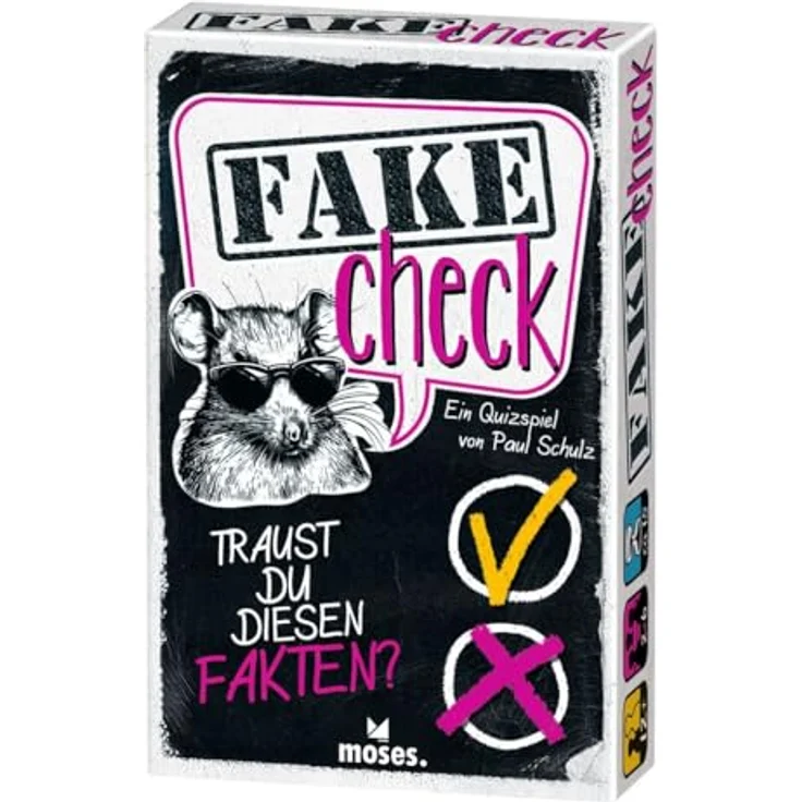 moses. Fake Check, schnelles Fakten Quiz für gesellige Spieleabende, Wahr- oder Falsch-Spiel für Fake-Checker, Quizspaß mit 244 Fakten, Kartenspiel ab 12 Jahren, Schwarz – Bild 1