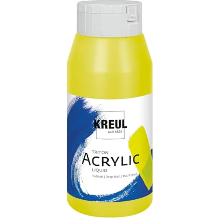 KREUL Triton Acrylic Liquid Fränkisch Hopfengold 750 ml, Hochwertige Künstler-Acrylfarbe in Studienqualität, tiefmatt und schnell trocknend – Bild 1