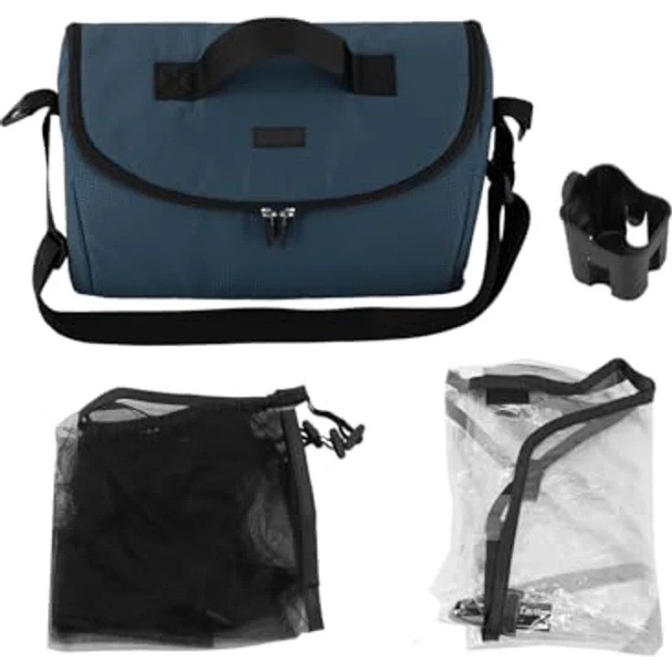 MoMi CLARA Kinderwagen, breiter Buggy in Blau für Kinder bis 22 kg, verstellbarer Schiebegriff, umfangreiches Zubehör – Bild 15