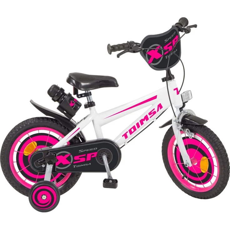 Toimsa Bikes Kinderfahrrad 12 Zoll Mädchen Fahrrad XSP White 12145, Stützräder, Trinkflasche 1 Gang