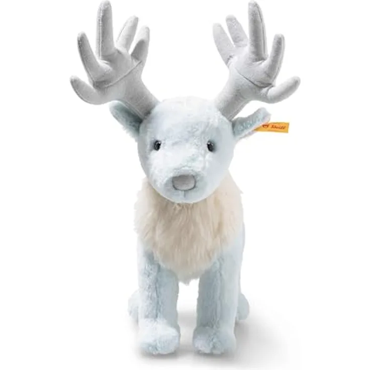 Steiff Hirsch Patronus 25 cm, kuschelweiches Plüschtier in eisblau mit Edelstahl-Knopf im Ohr