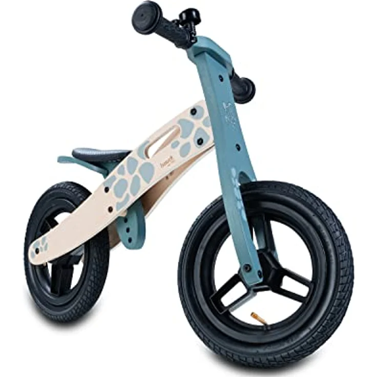Hauck Laufrad Kinder Balance N Ride, Holz Laufrad ab 18 Monaten (FSC® Zertifiziert), Sattel höhenverstellbar, Rutschrad mit 12 Zoll Lufträder, Klingel, Tragegriff, ohne Pedal (Turtle) – Bild 1