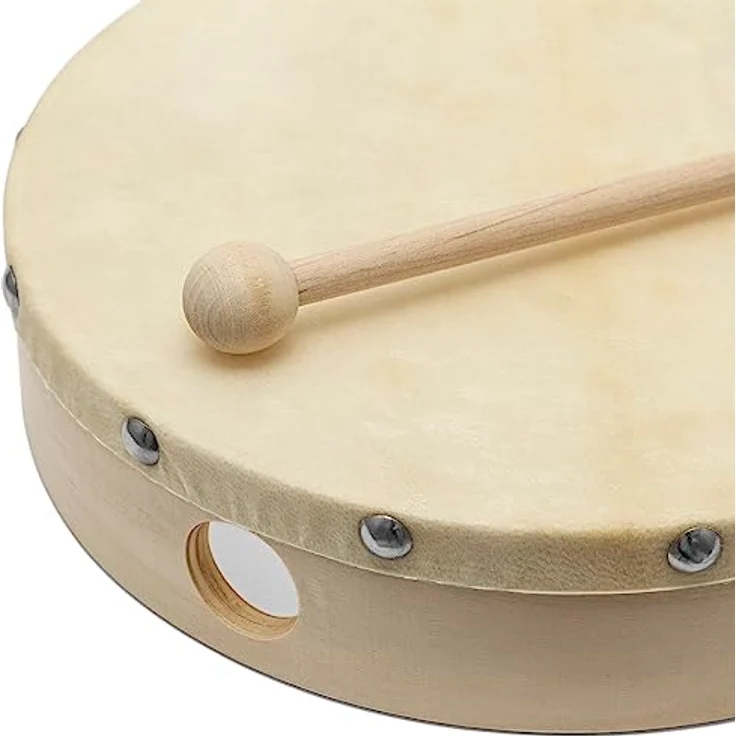 World Rhythm HD-10 Handtrommel - 10 Zoll vorgestimmte Rahmentrommel - Inklusive Schlägel – Bild 5