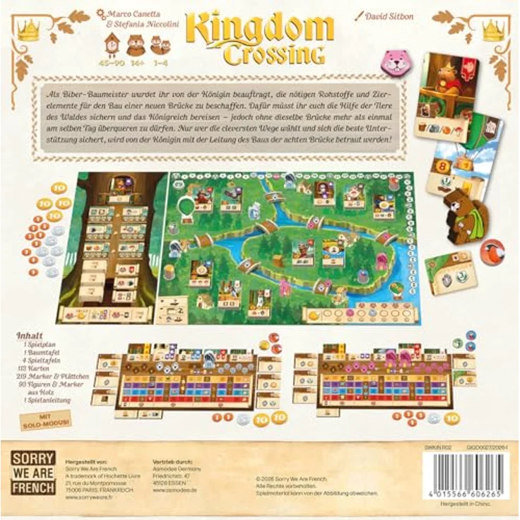 Sorry We Are French Kingdom Crossing, Strategisches Kennerspiel für 1-4 Spieler, ab 14 Jahren, hochwertige Ausstattung, innovativer Worker-Placement-Mechanismus, Solo-Modus, Deutsch – Bild 4
