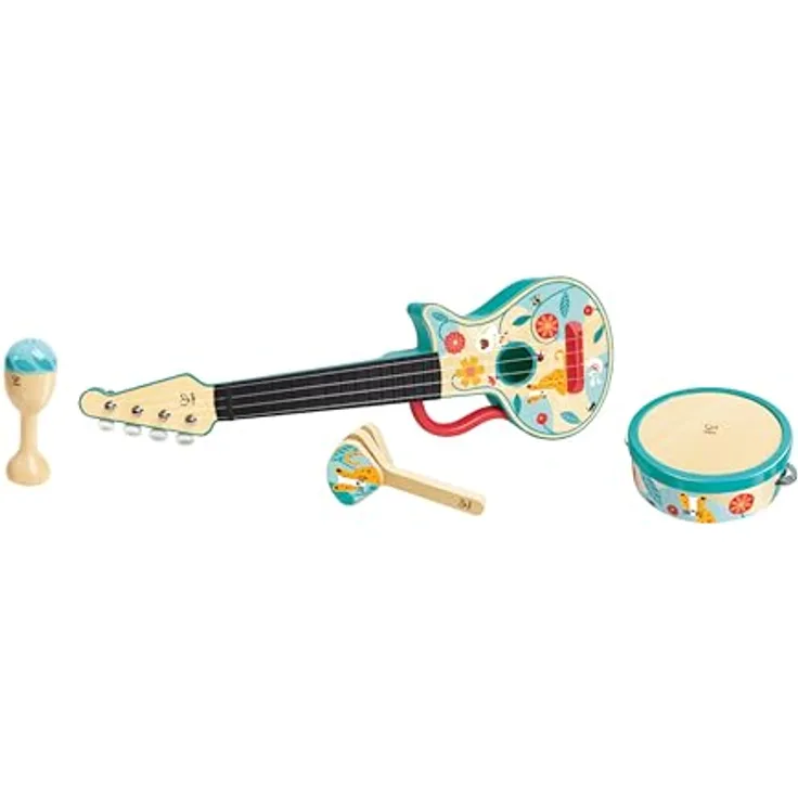 Hape 4 In 1 Percussion Set (87-0638), vielseitiges Rhythmusinstrument für Kinder