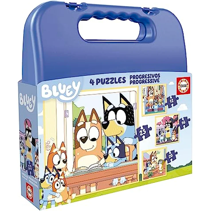 Educa Bluey Super Puzzle, 4-in-1 Puzzleset mit 12/16/20/25 Teilen für Kinder ab 3 Jahren, nachhaltige FSC-zertifizierte Puzzles aus recycelbaren Materialien – Bild 1
