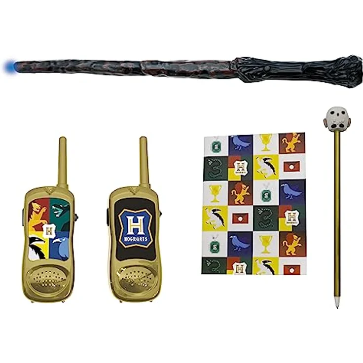 Lexibook Harry Potter Zauberer-Abenteurer-Set mit Talkies-Walkies, Zauberstab, Notizbuch, Stift, Radiergummi, weiß/Gold – Bild 1