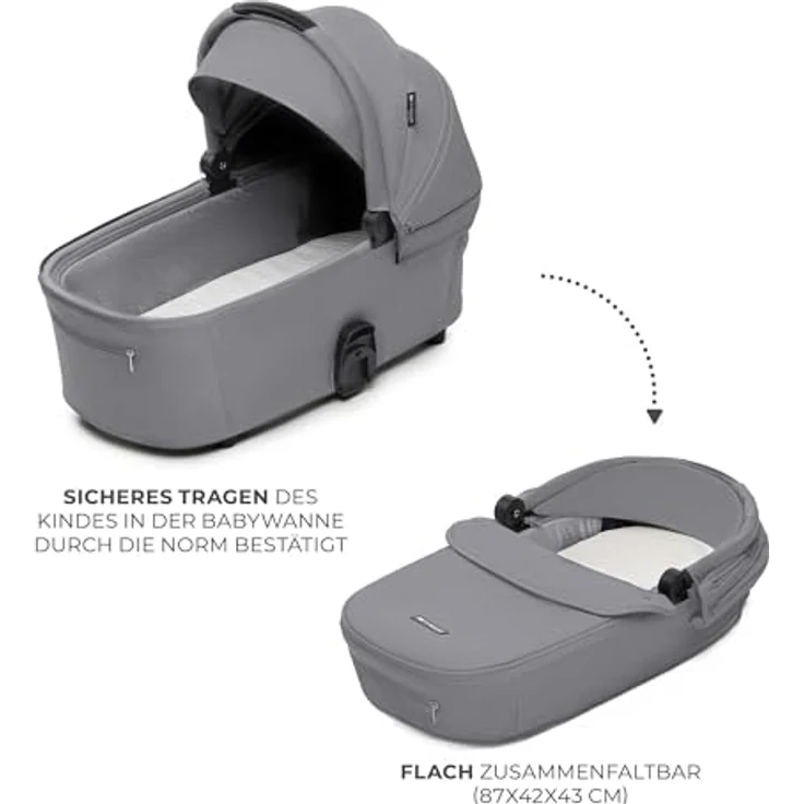 Kinderkraft NEA 2.0 Kombi-Kinderwagen, 2in1 mit Babywanne und Sportsitz, bis 22 kg, Teleskopschieber, inkl. Getränkehalter und Wickeltasche - Platinium Grey, mit Gratis Mobilitätsgarantie – Bild 7