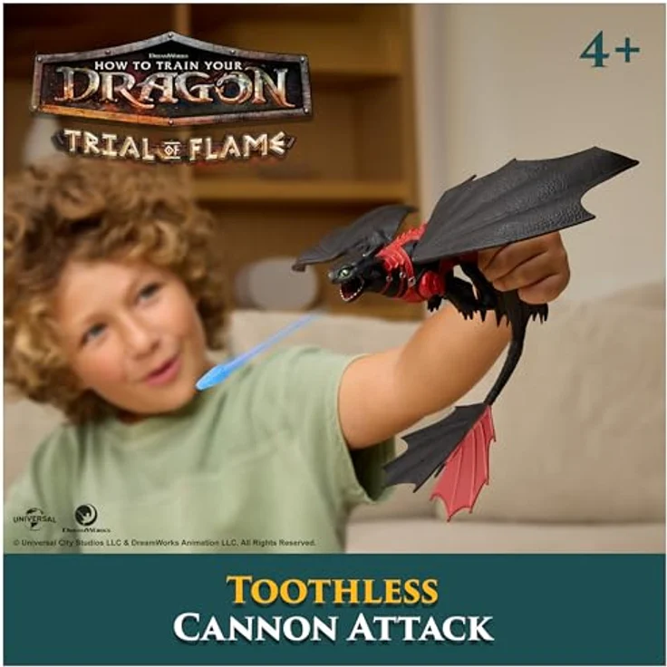DreamWorks Dragons, Drachenzähmen leicht gemacht - Trial of Flame, Drachenkampf Spielset mit Ohnezahn, beweglicher Drachenfigur, Wikingerfiguren und Kanone für Kinder ab 4 Jahren – Bild 3
