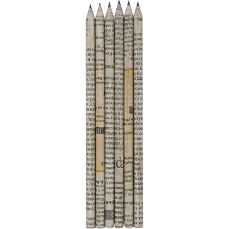 Stylex 26025, Bleistift Eco Collection aus alten Zeitungen, Härtegrad HB, 6er Set im Kartonetui, individuell gestaltete Stifte – Bild 2