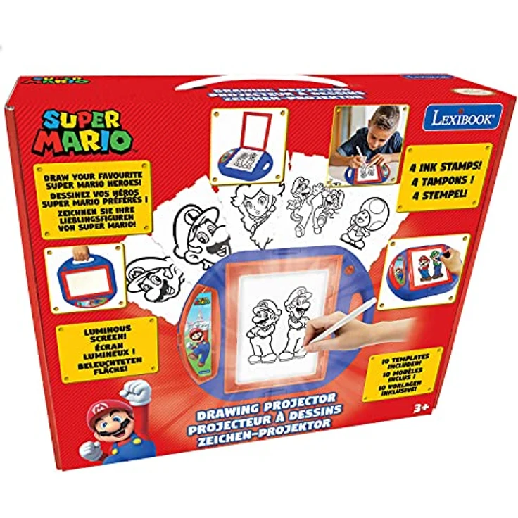 Lexibook Super Mario Zeichenprojektor, kreatives Set mit 10 Vorlagen und 4 Stempeln, tragbar – Bild 8